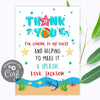 Kids summer pool party thank you card, Kids summer party favor