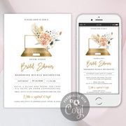 Online virtual bridal shower invite editable template, zoom shower