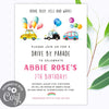 Drive through birthday parade invitation, Drive by honk and waves birthday invitation