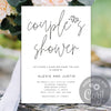 Couples shower modern invitation template, minimalist, black and white