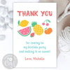 Fruits theme thank you card editable template