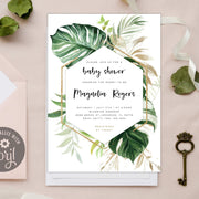 Baby Shower Invitation Green and Gold