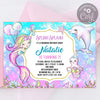 Mermaid birthday invitation splish splash, Under the sea birthday, editable template