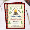 Backyard Bonfire Invitation, Buffalo plaid birthday invitation, Backyard BBQ