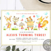 Woodland animals birthday invitation, camping, forest animals