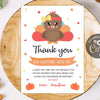 Little Turkey Birthday thank you card for girl editable