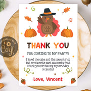 Little Turkey Birthday thank you card editable