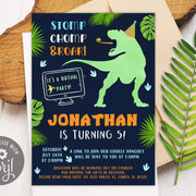 Dinosaur quarantine birthday invitation, Virtual Dinosaur Birthday Invitation, Online birthday invitation for kids