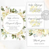 Baby shower invitation package, ivory roses, vanilla white, cream, gender neutral