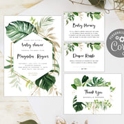 Baby Shower Invitation Set Green and Gold