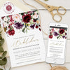 Burgundy bridal shower invitation, fall, garden, boho editable template