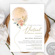 Bridal shower virtual invite minimalist template, bridal shower invitation for zoom party