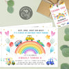 Birthday parade rainbow invitation, Drive by first birthday invitation, Birthday thank you tag