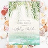 Beach bridal shower invitation, tropical, seashore ocean bridal shower editable template