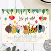 Let's get wild party animals birthday invitation, drive by