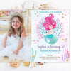 Mermaid birthday invitation with photo mermaid photo invitation personalized