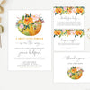 Fall pumpkin baby shower invitation package, little pumpkin baby shower templates