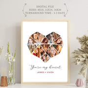 Heart photo collage 1st anniversary Heart collage of pictures Photo collage heart gift for him or her