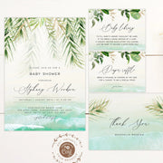 Beach baby shower templates tropical baby shower invite coastal baby shower package