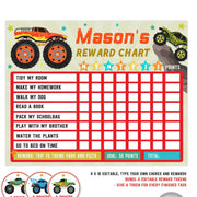 Reward chart for boys, Editable chore chart for kids with reward coupons, personalize with your chores and rewards