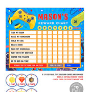 Editable Reward Chart for Kids, Kids Routine Chart Printable with Reward Coupons