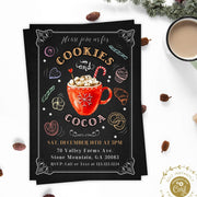 Cookies and cocoa invitation editable, Holiday invitation cookies and cocoa, Christmas cookies and coca invite