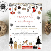 Ornament Exchange Christmas Invitation Template, Holiday Party Invitation