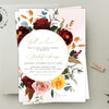 Bridal shower invitation autumn fall in love, burgundy, rust, blush, floral