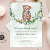 We can bearly wait bear baby shower invitation template, greenery, boy