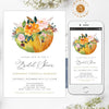 Pumpkin bridal shower invitation, Fall bridal shower floral template