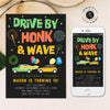 Drive By Birthday Parade Invitation, Honk & Wave Drive Through invitation