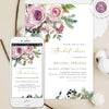 Bridal shower roses and greenery fall invitation template, dusty rose, floral