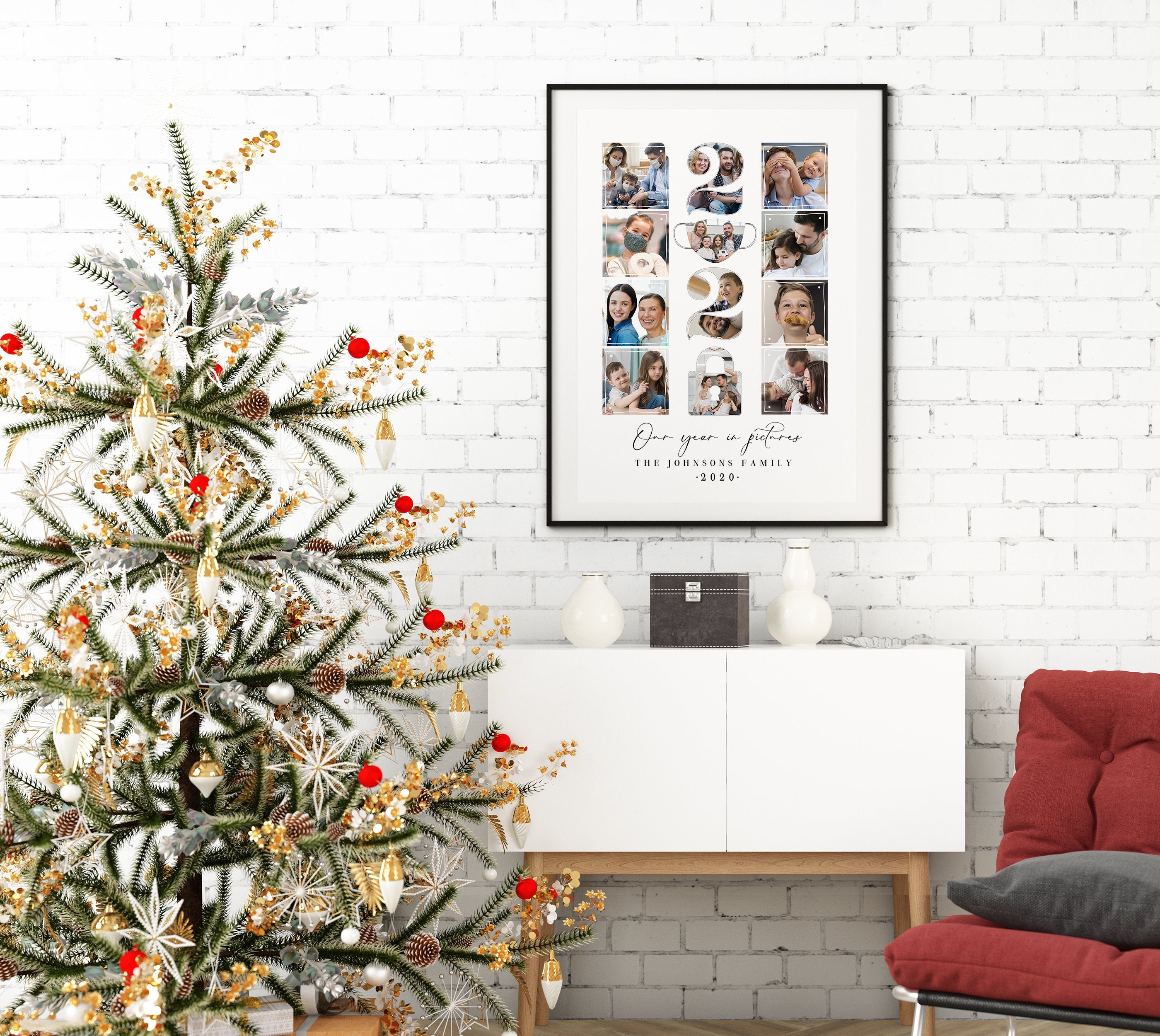 Personalized Christmas Tree Wall Photo Collage Gift