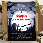 Zombie birthday invitation you're infected, Halloween invitation, scary invitation