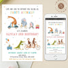 Animals birthday party invitation 1st birthday party animals invite, zoo, circus, editable