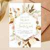 Gender neutral baby shower invitation floral, with geometric frame