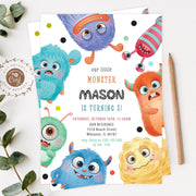 Monster 1st birthday invitation, Little monster invite, Monster mash birthday template