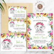 Elephant Baby Shower Invitation Package Girl