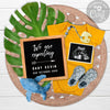 Pregnancy announcement with ultrasound for social media, summer theme, baby shark