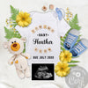 Bear pregnancy announcement for social media with ultrasound, facebook and instagram, digital, editable