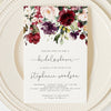 Burgundy bridal shower invitation blooming roses invitation template