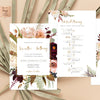 Rust Wedding Invitation and Weekend Itinerary, Wedding Welcome Letter, Boho Floral, Burnt Orange