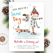Snowman birthday invitation, Winter Birthday Party, Snow much fun, Ice skating invitation