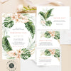 Tropical Baby Shower Invitation Set, Green and Gold, Floral, Bohemian, Geometric, Editable templates