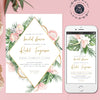 Blush Tropical Bridal Shower Invitation, Aloha, Beach, Hawaiian, Palm, editable templates, printable, text