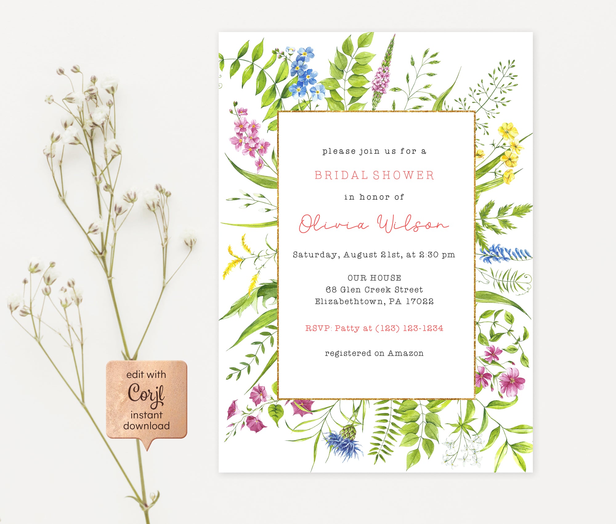 Wildflower Bridal Shower Invitation