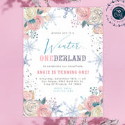 Winter ONEderland Invitation girl winter 1st birthday invitation snowflake birthday party