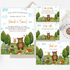 Woodland Baby Shower Invitation Set editable, Forest animals invitations, 4 items included